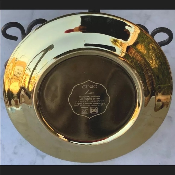 CIROA LUXE DINNER PLATES GOLD METALLIC PORCELAIN - Picture 5 of 7